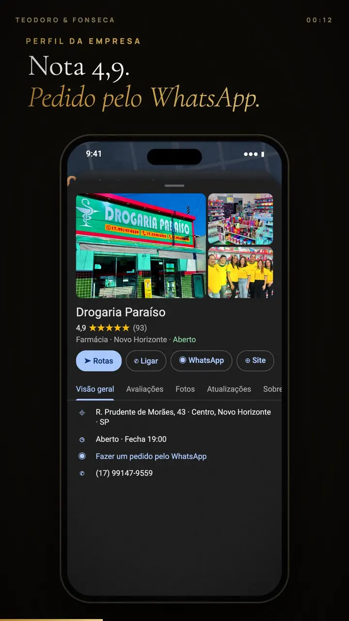 Ficha da Drogaria Paraíso no Google
